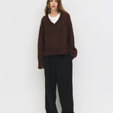 The Glen Sweater | Oversized Boucle Knit V-Neck Sweater
