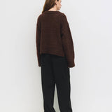 The Glen Sweater | Oversized Boucle Knit V-Neck Sweater