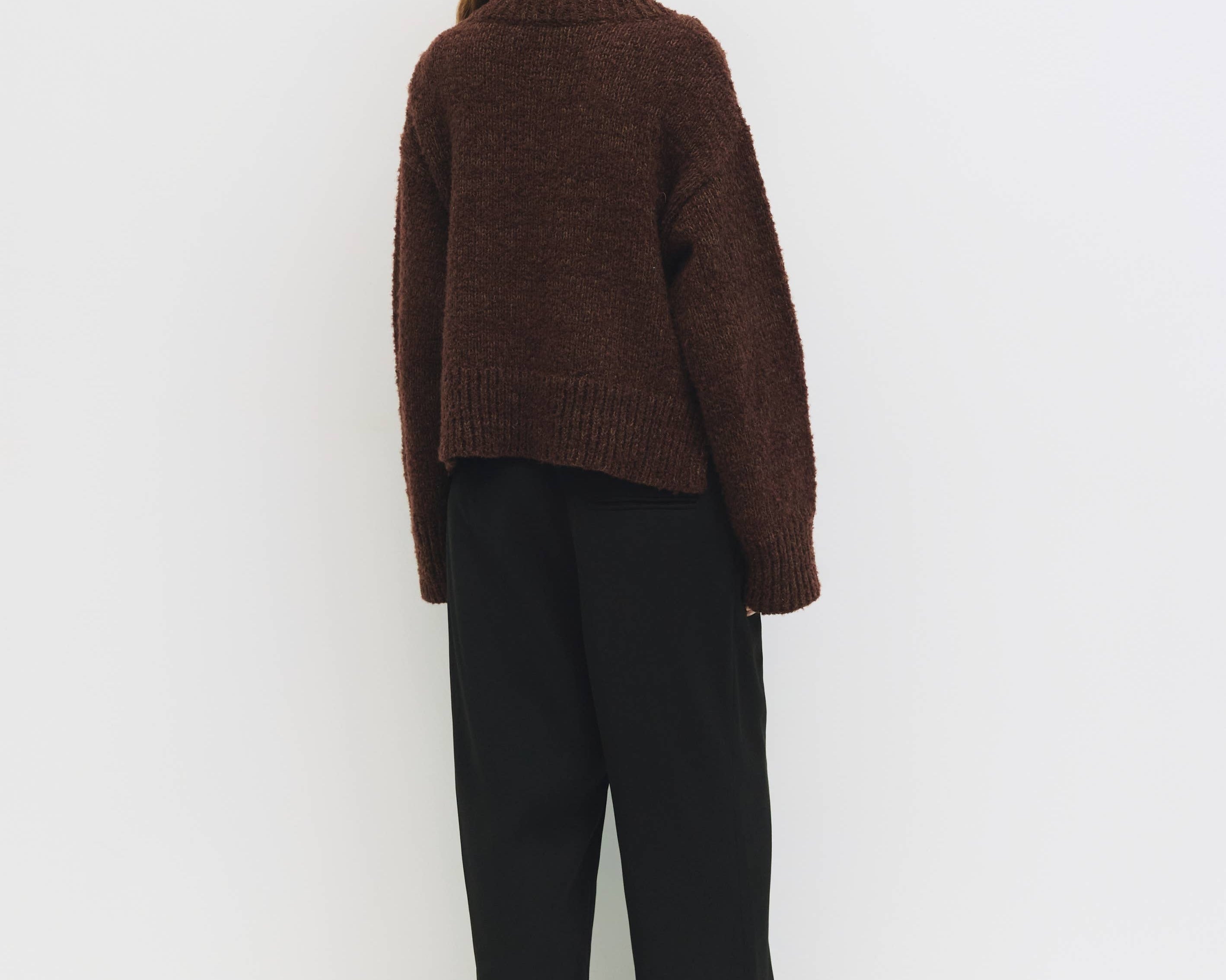 The Glen Sweater | Oversized Boucle Knit V-Neck Sweater