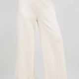 Fringe Hem Knit Wide Leg Pant