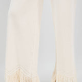 Fringe Hem Knit Wide Leg Pant