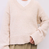 The Glen Sweater | Oversized Boucle Knit V-Neck Sweater