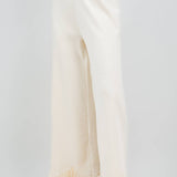 Fringe Hem Knit Wide Leg Pant