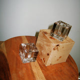 Vintage Smokey Glass Candle Stick Holders Set