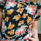 Vintage 90s Popcorn Scrunch Floral Top