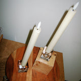 Vintage Smokey Glass Candle Stick Holders Set
