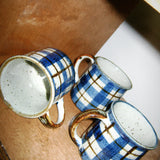 Vintage Hand-Painted Plaid Mug Set