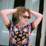Vintage 90s Popcorn Scrunch Floral Top