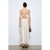 Genevieve Open Back Slip Dress in Ivory Satin