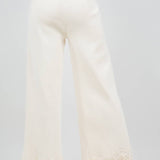 Fringe Hem Knit Wide Leg Pant