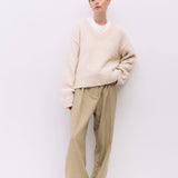 The Glen Sweater | Oversized Boucle Knit V-Neck Sweater