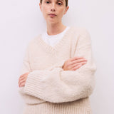 The Glen Sweater | Oversized Boucle Knit V-Neck Sweater
