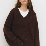 The Glen Sweater | Oversized Boucle Knit V-Neck Sweater